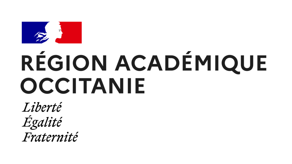 Logo de la Région Académique Occitanie avec devise française.