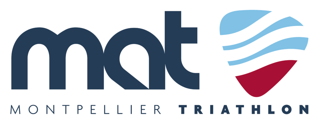 Logo du Montpellier Triathlon (MAT) avec un symbole graphique stylisé.