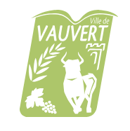 Logo de la ville de Vauvert avec des symboles locaux